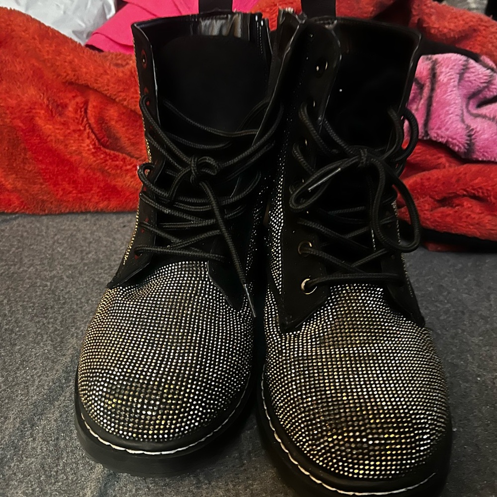 Black and Silver Studded Boots